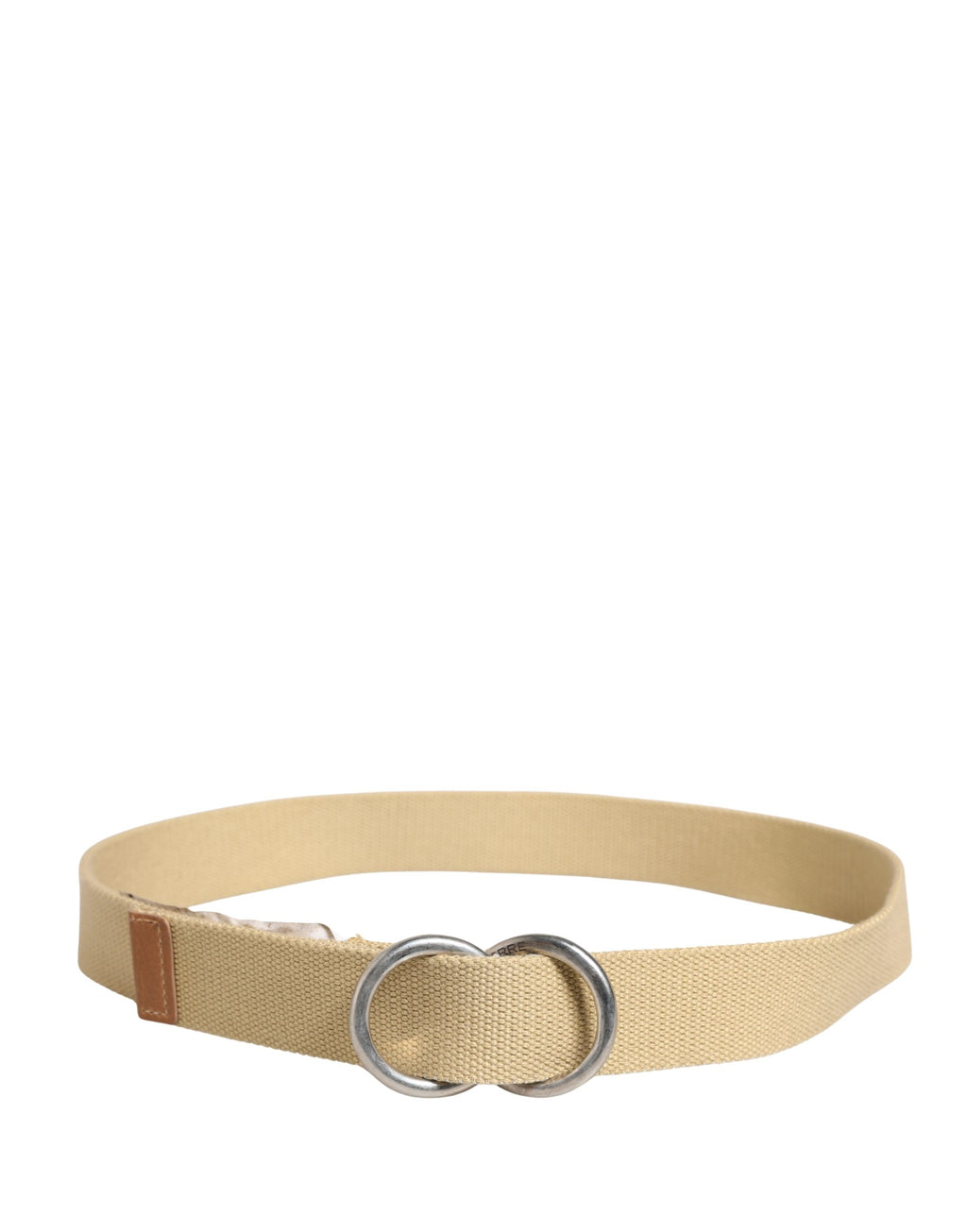 Men Beige Canvas Silver Metal Buckle Cintura Belt