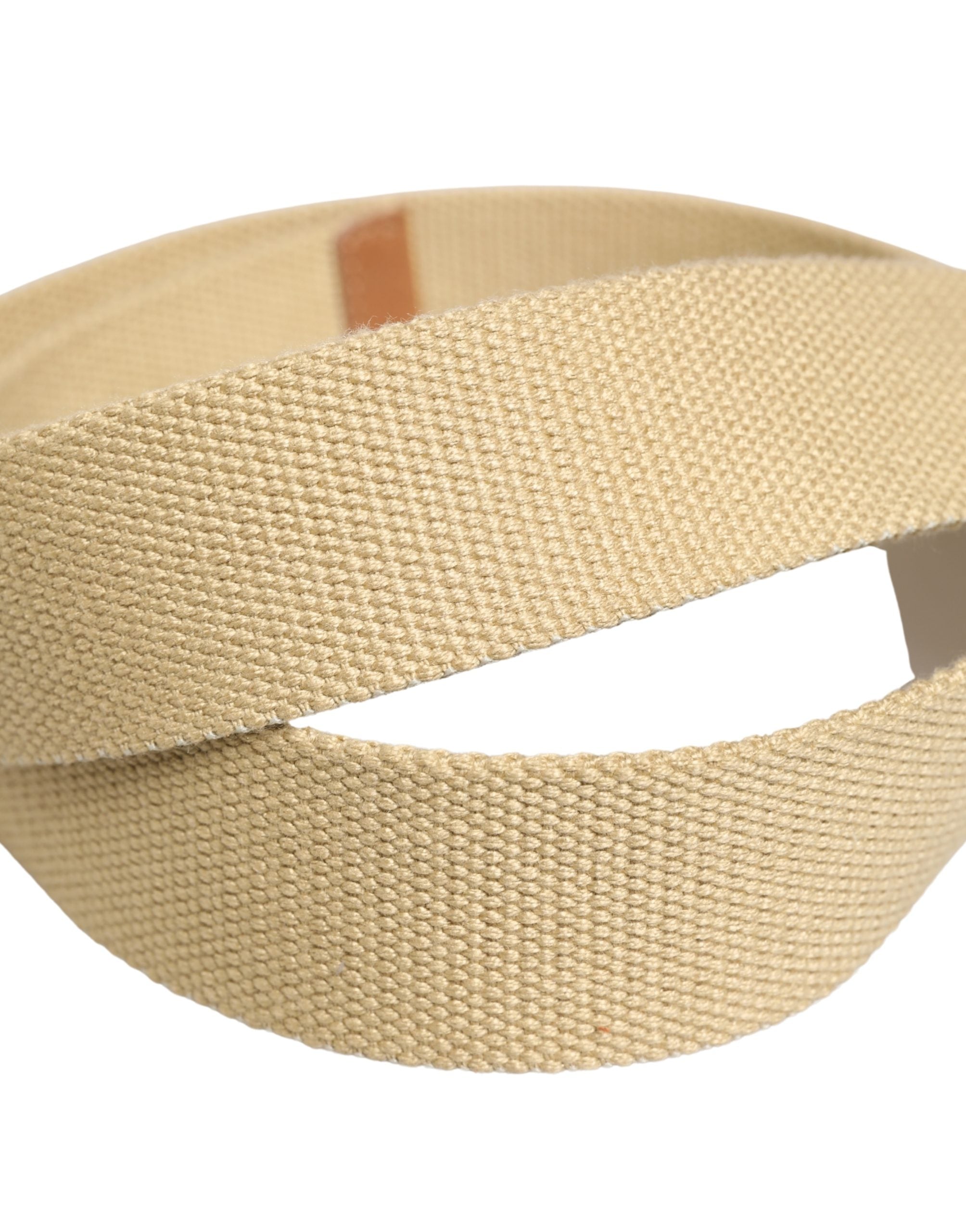 Men Beige Canvas Silver Metal Buckle Cintura Belt