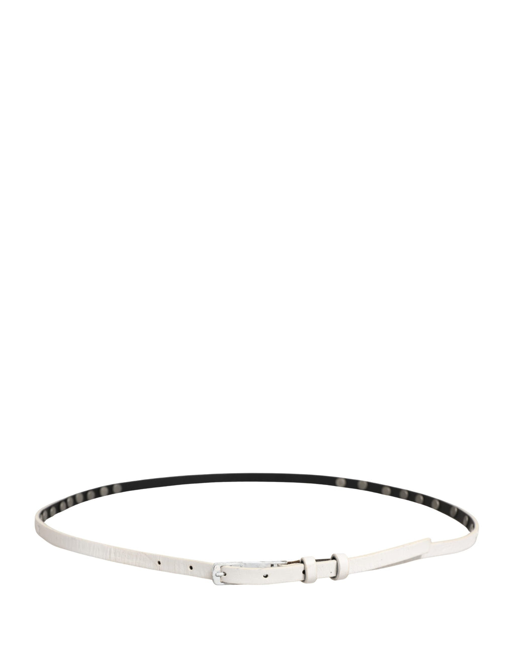White Leather Studded Cintura Belt