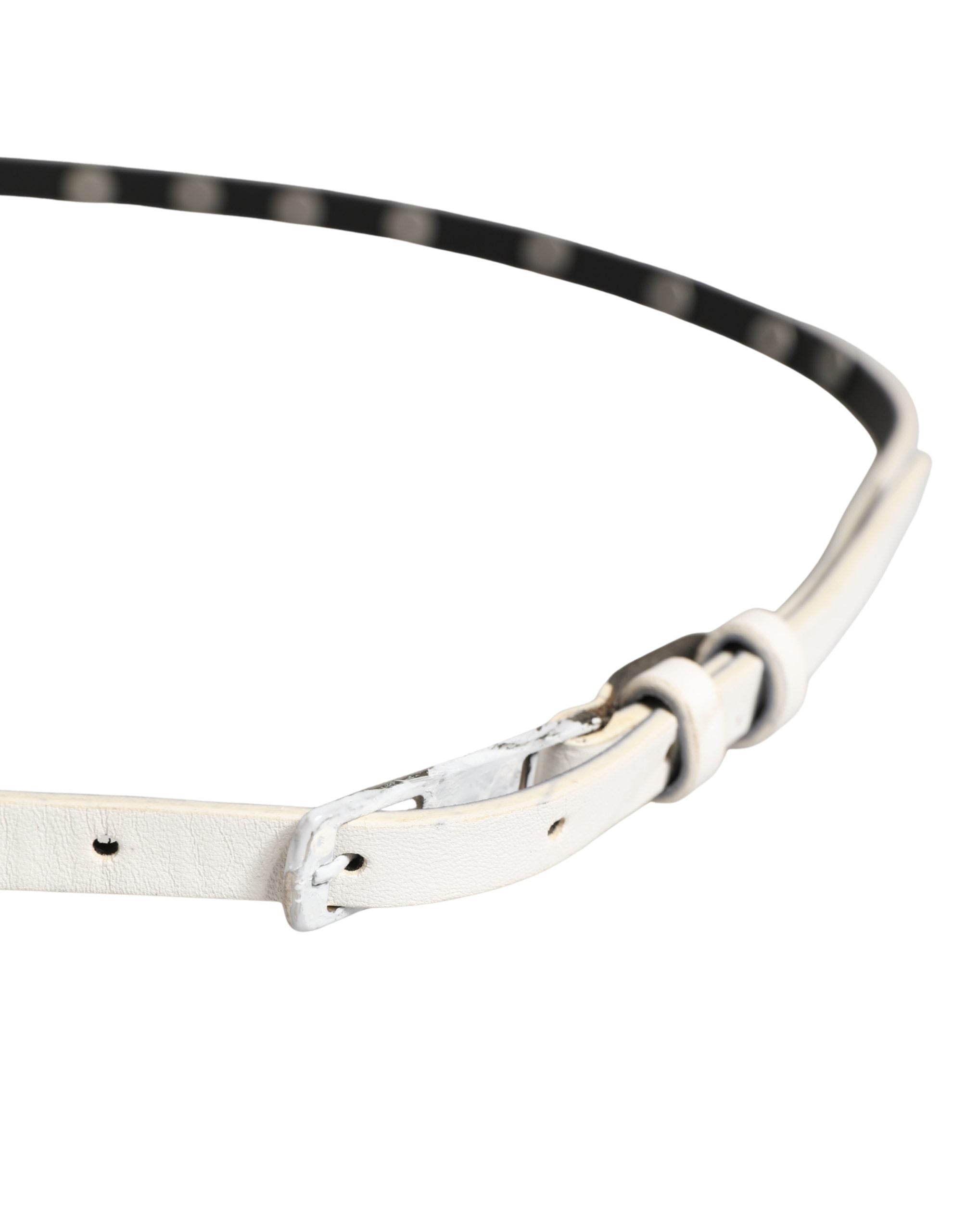 White Leather Studded Cintura Belt