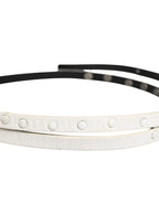 White Leather Studded Cintura Belt