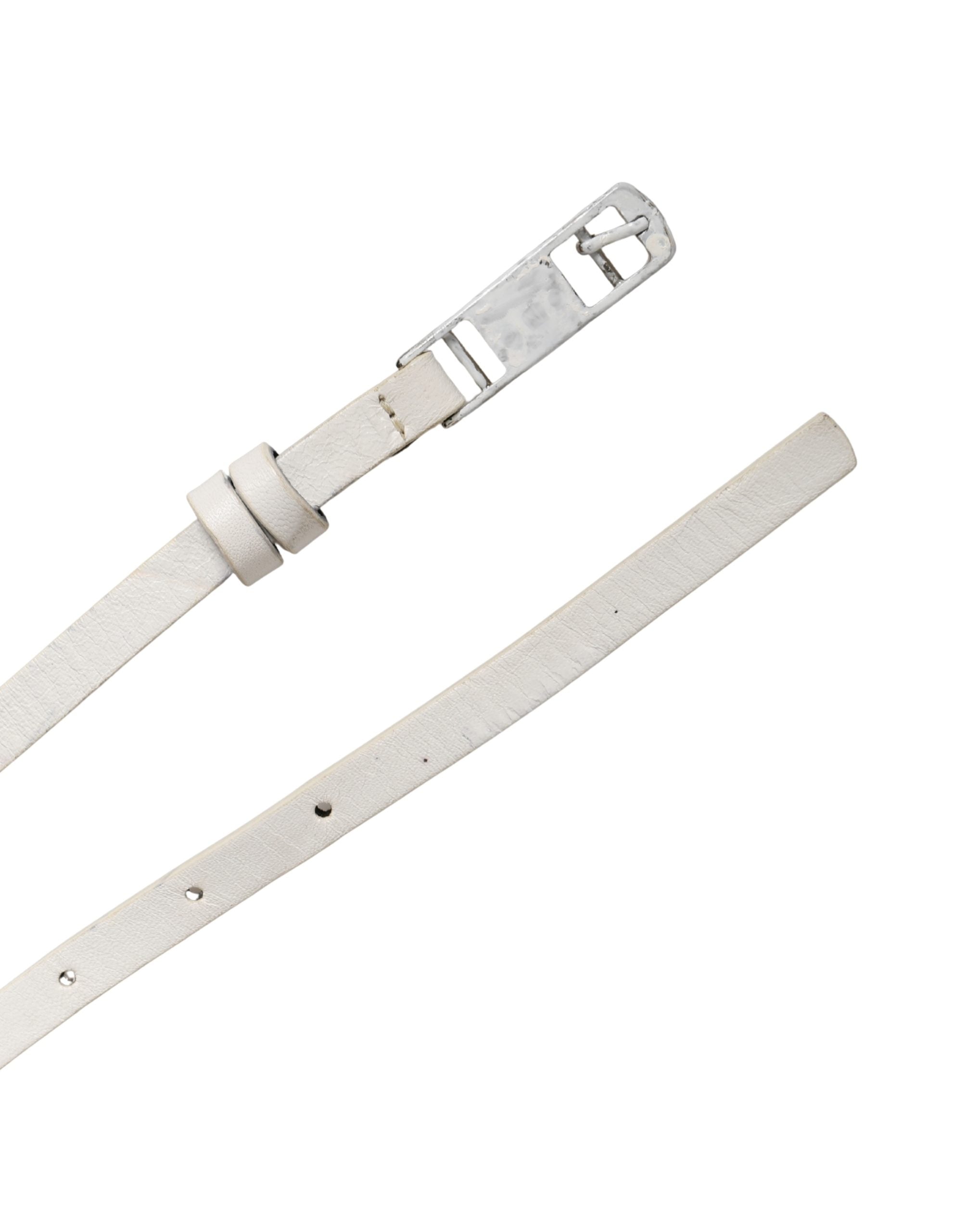 White Leather Studded Cintura Belt