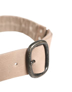 Women Beige Polyester Silver Metal Buckle Waist Belt