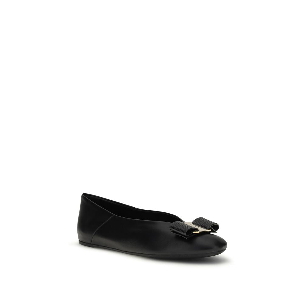 Black Calf Leather Bos Taurus Ballet Flats