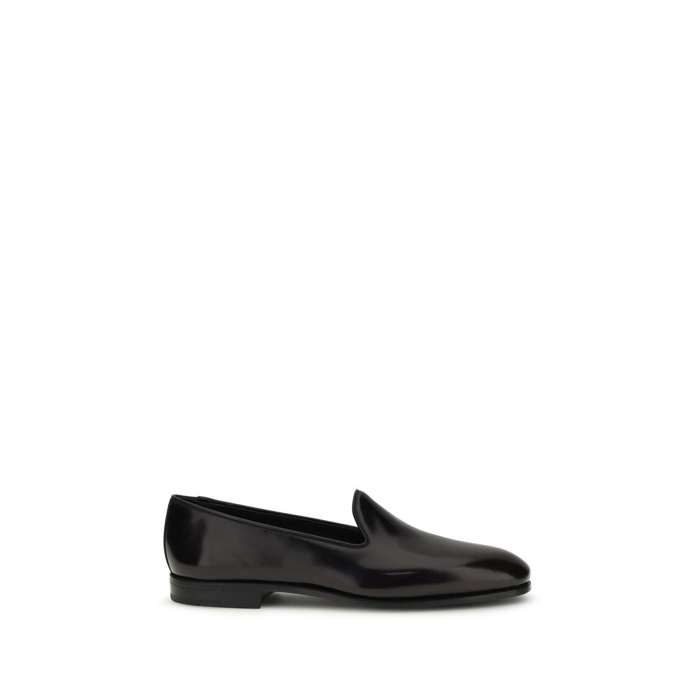 Black Calf Leather Bos Taurus Slip-On Loafers