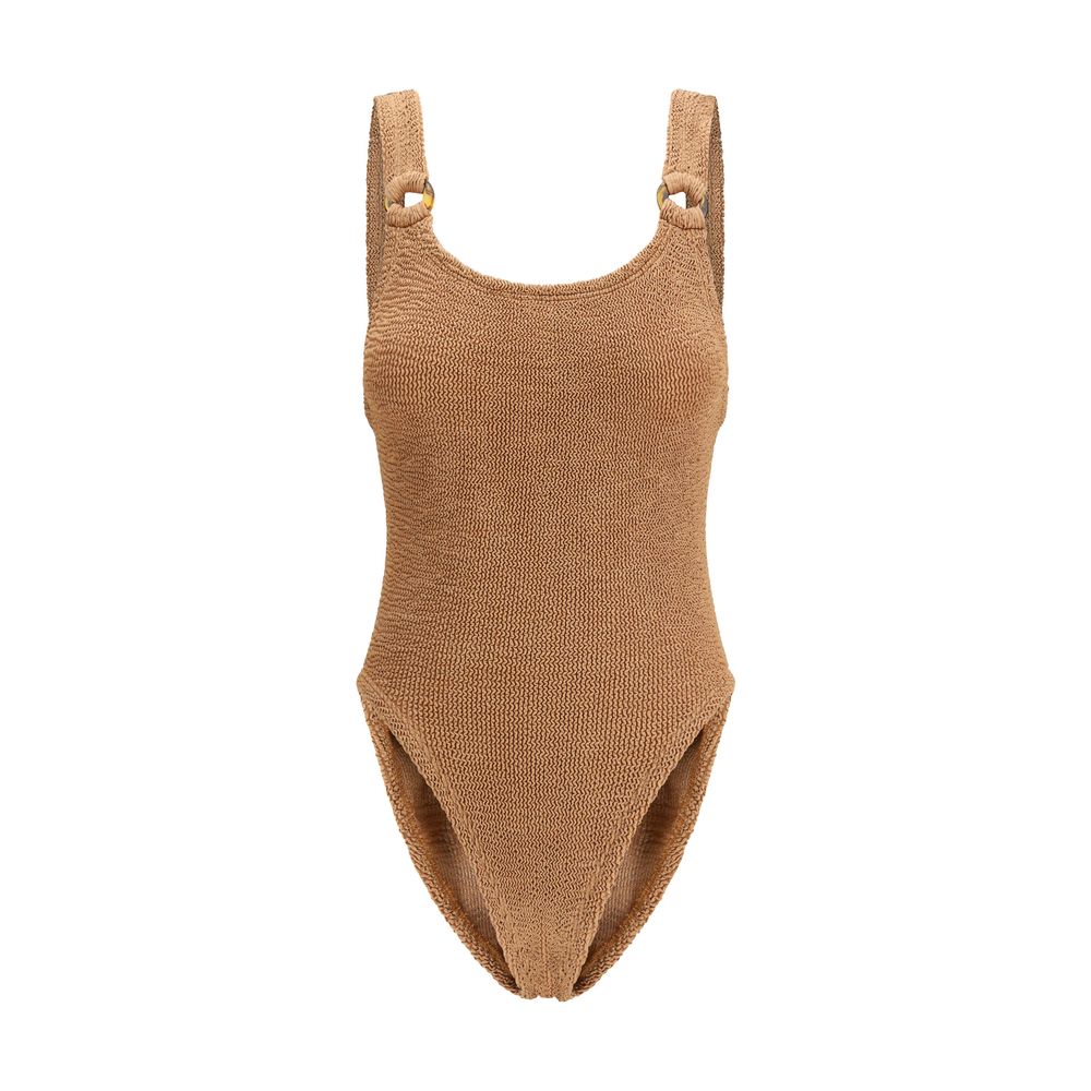 Brown Polyamide One-Piece Swimsuit