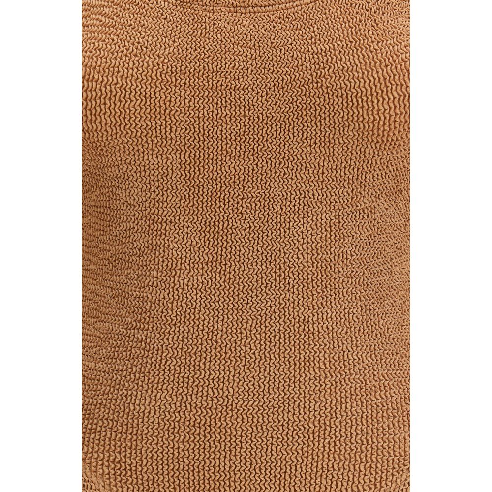 Brown Polyamide One-Piece Swimsuit