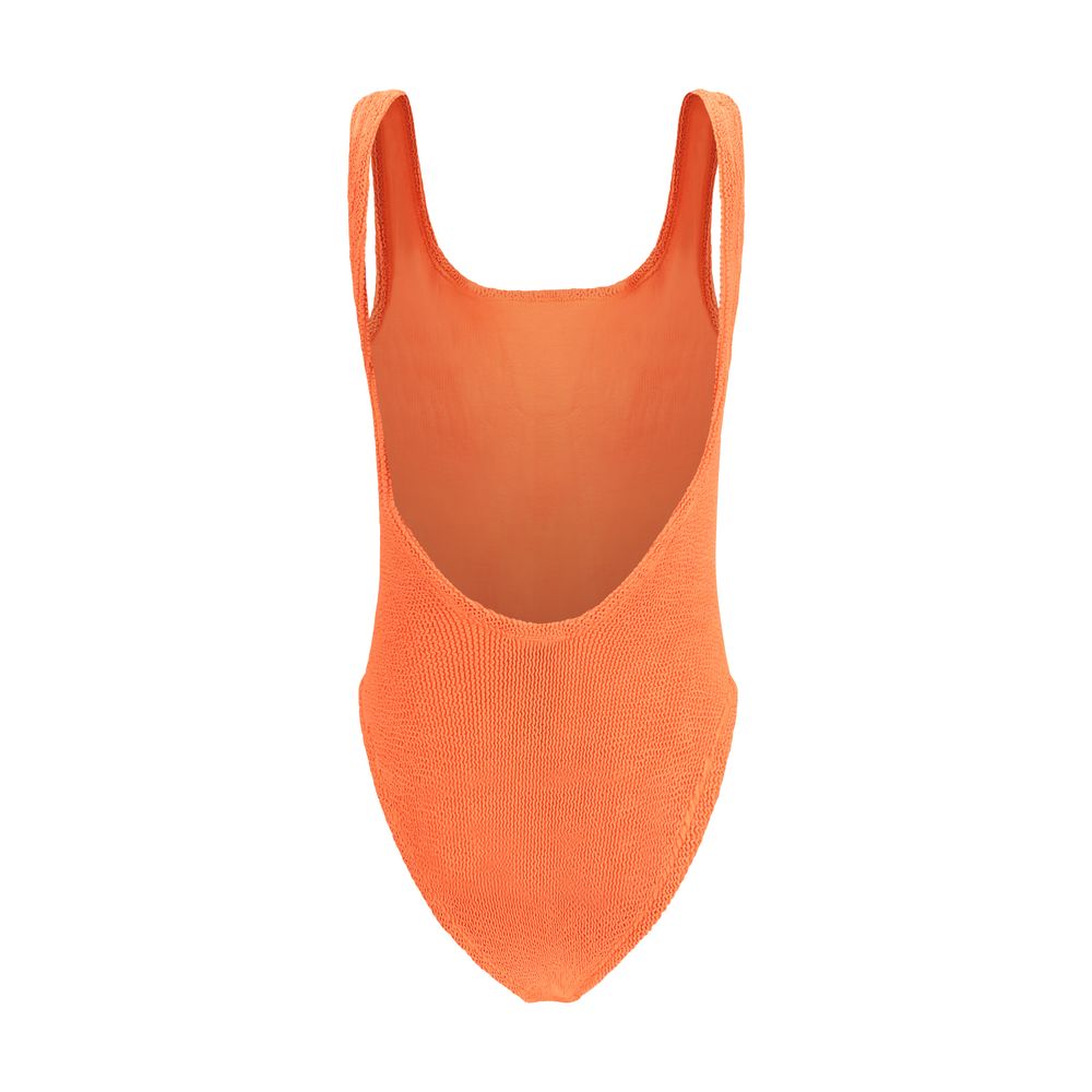 Orange Polyester One-Piece Swimsuit