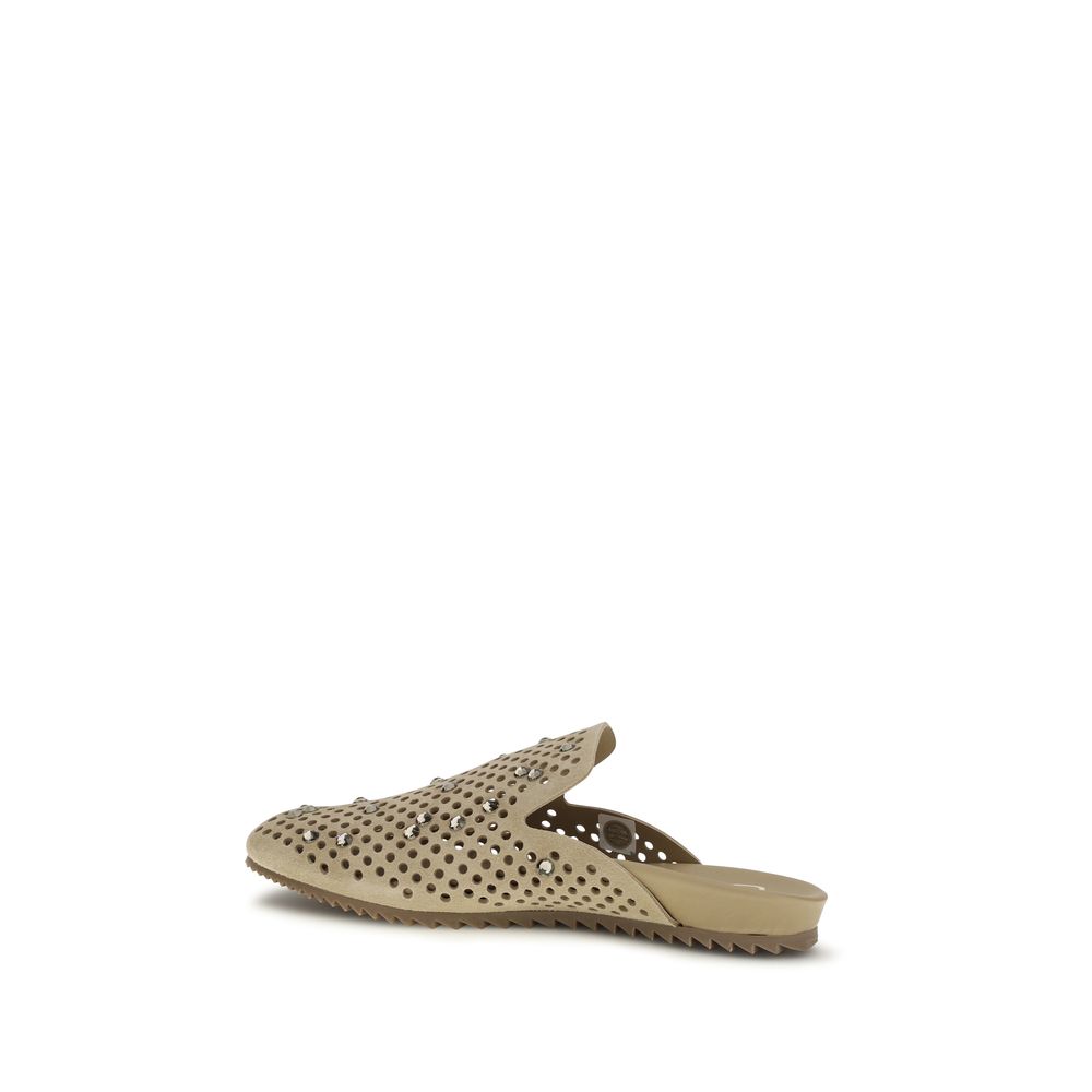 Beige Calf Leather Bos Taurus Mules