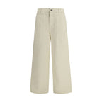 Beige Cotton Casual Pants