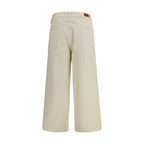 Beige Cotton Casual Pants