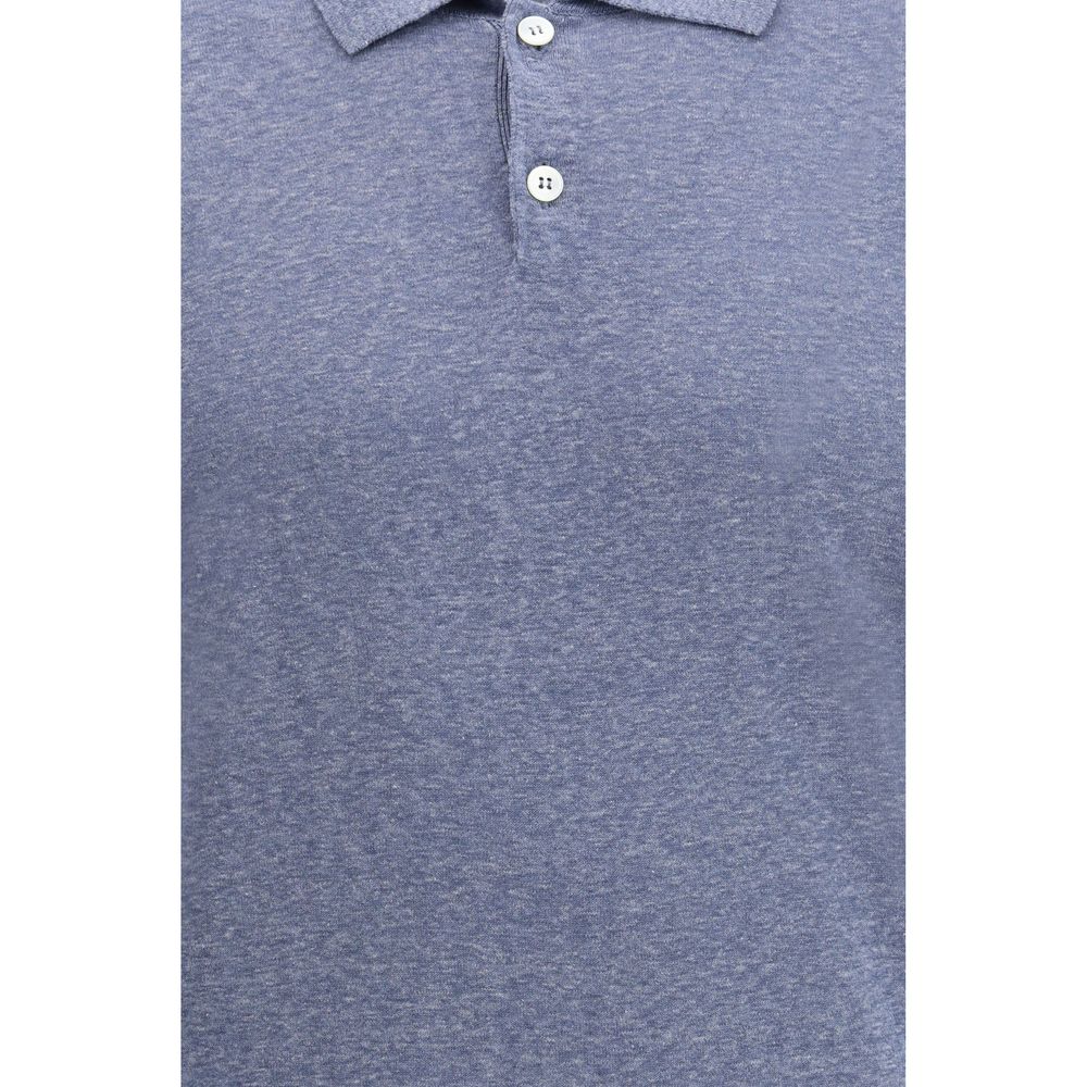 Blue Linen Polo Shirt