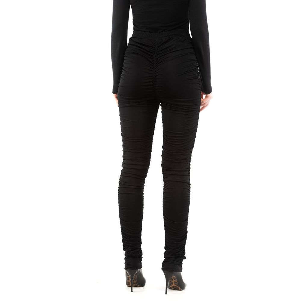 Black Viscose Casual Pants