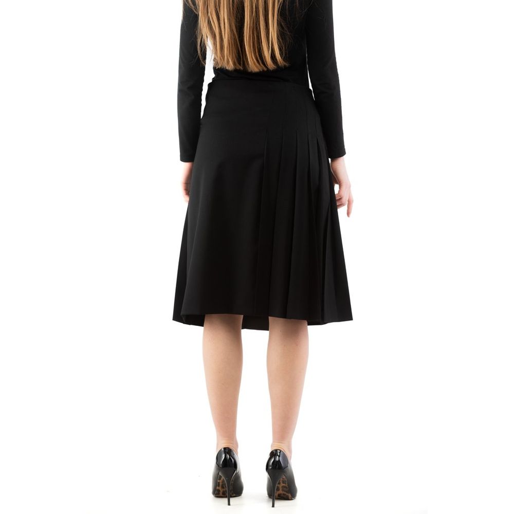 Black Polyester Midi Skirt