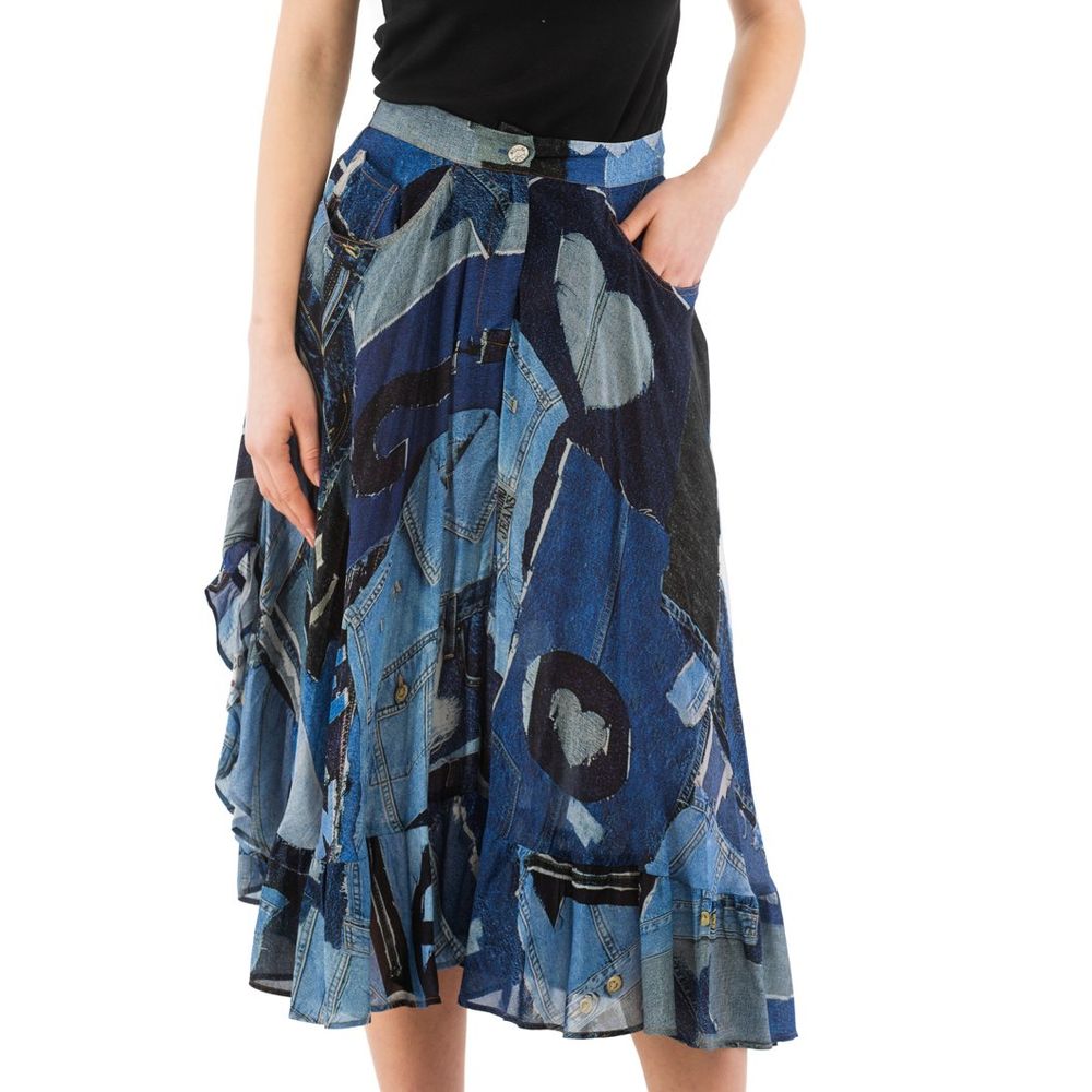 Multicolor Viscose Midi Skirt