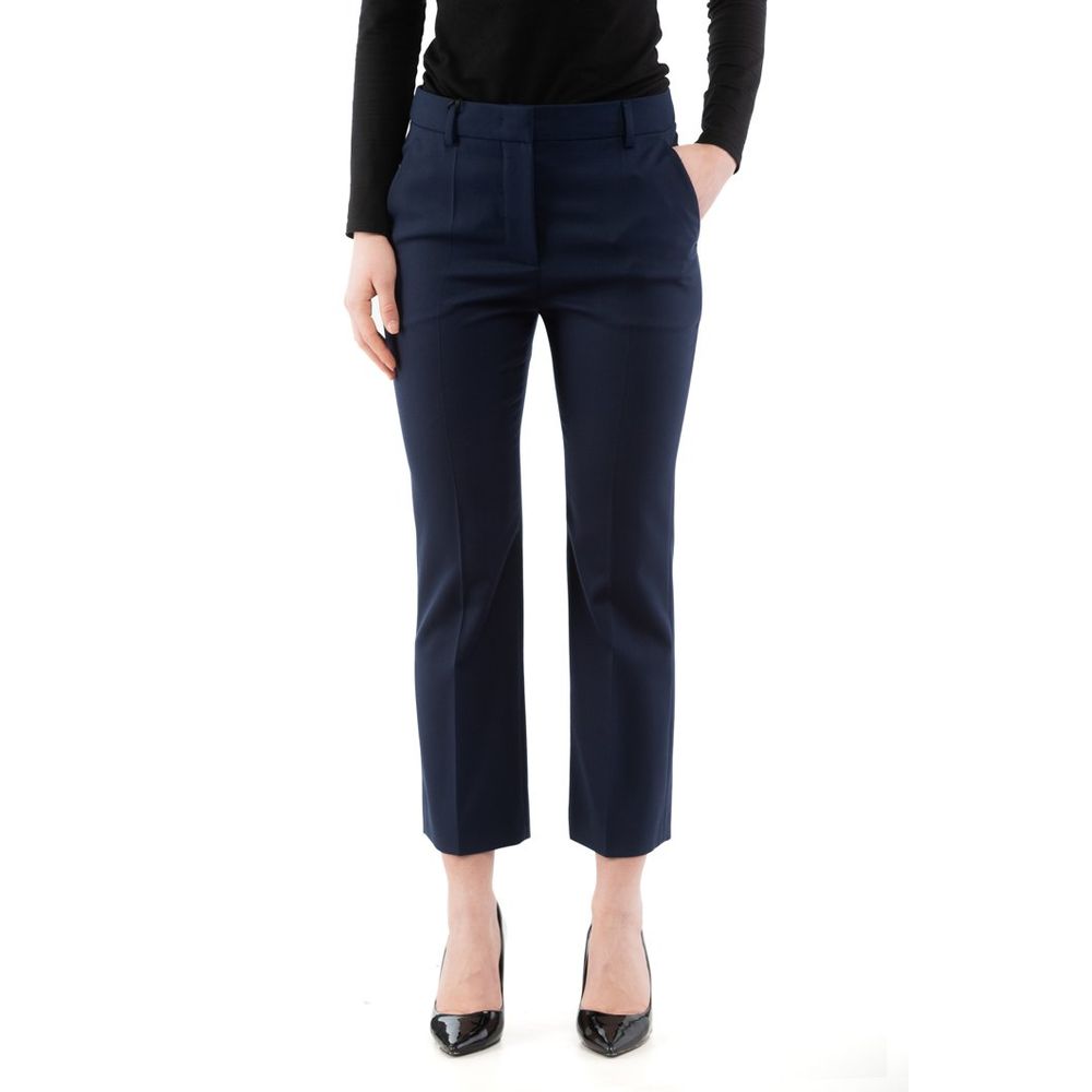 Blue Polyester Dress Pants