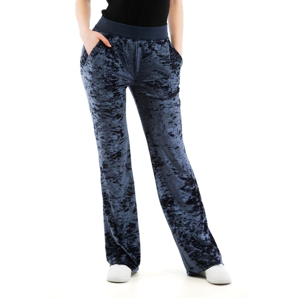 Blue Polyester Casual Pants