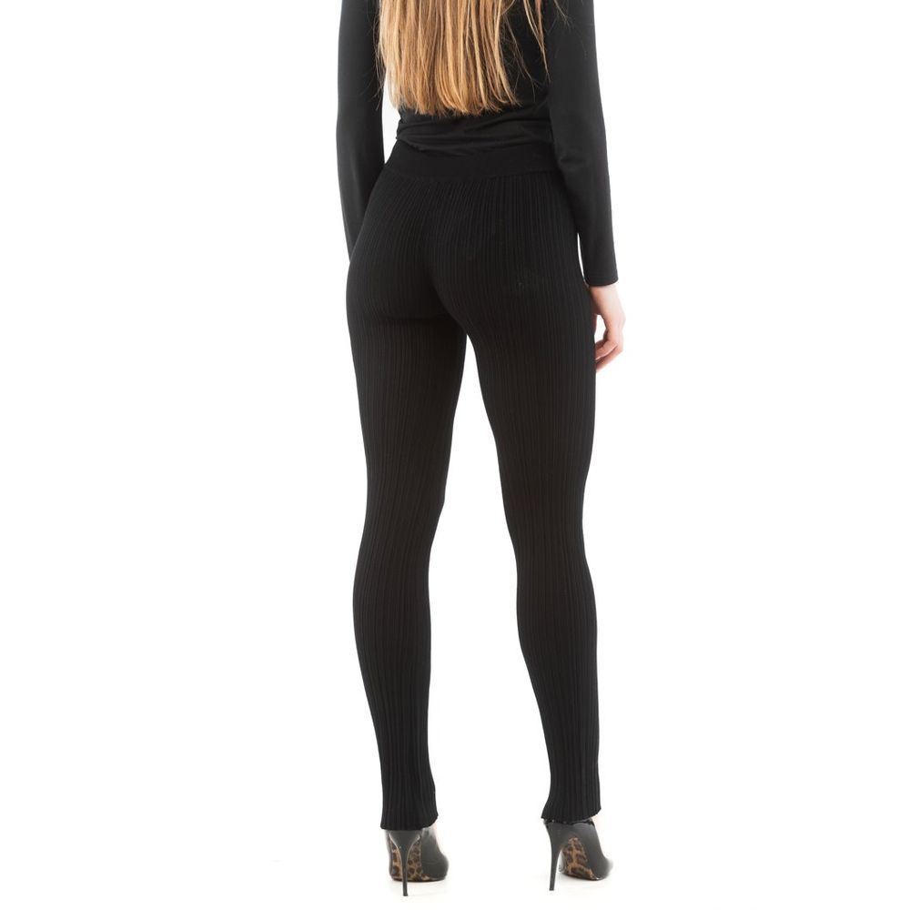 Black Viscose Casual Pants