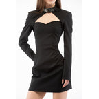 Black Polyester Cocktail Dress
