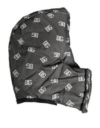 Black Logo Print Whole Head Wrap Capello Hat