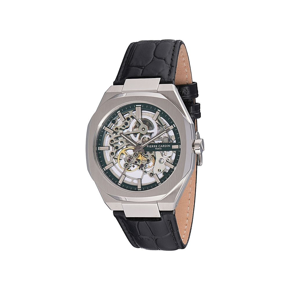 Black Leather Bracelet Watch