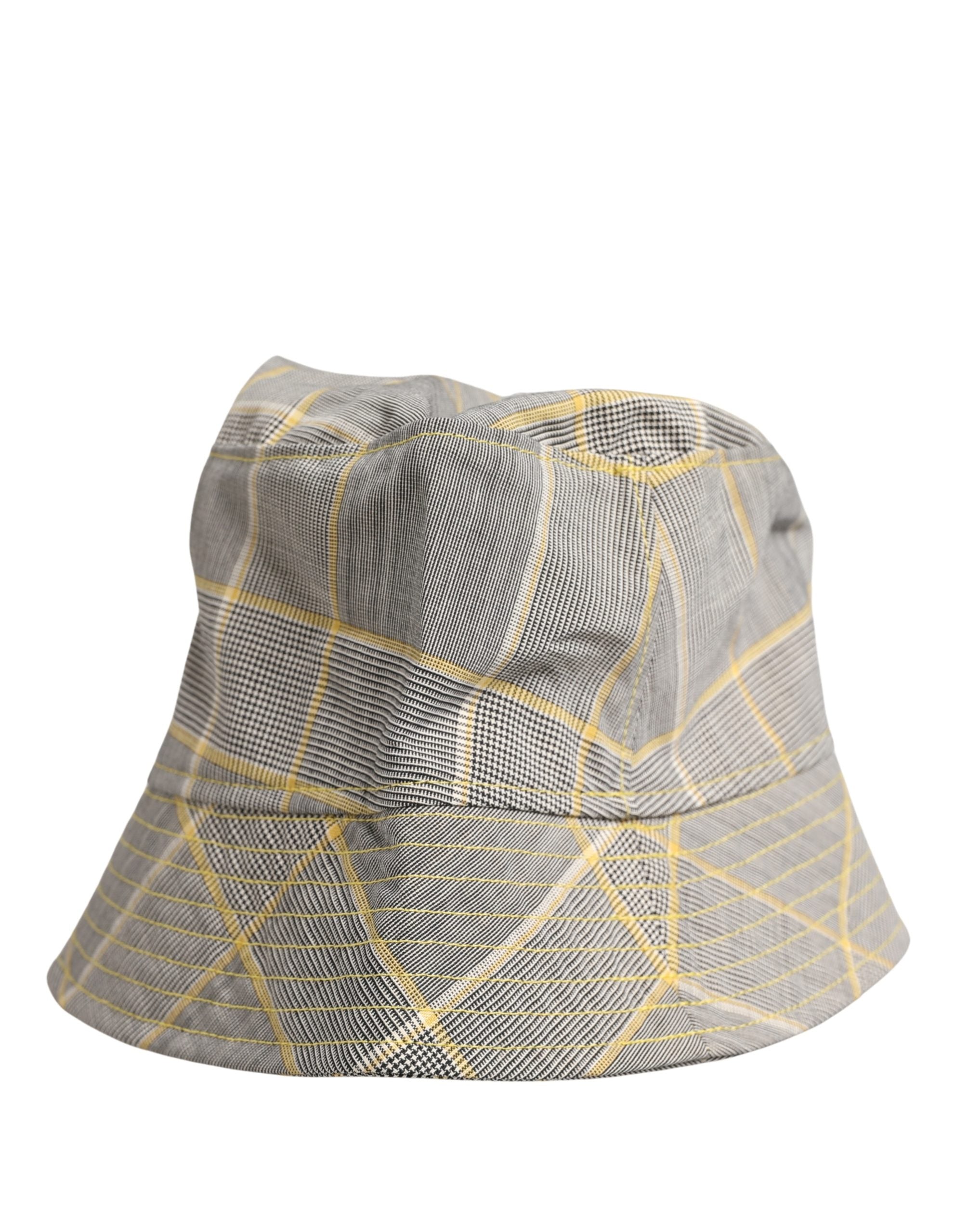 Men Gray Checkered Bucket Fisherman Capello Hat