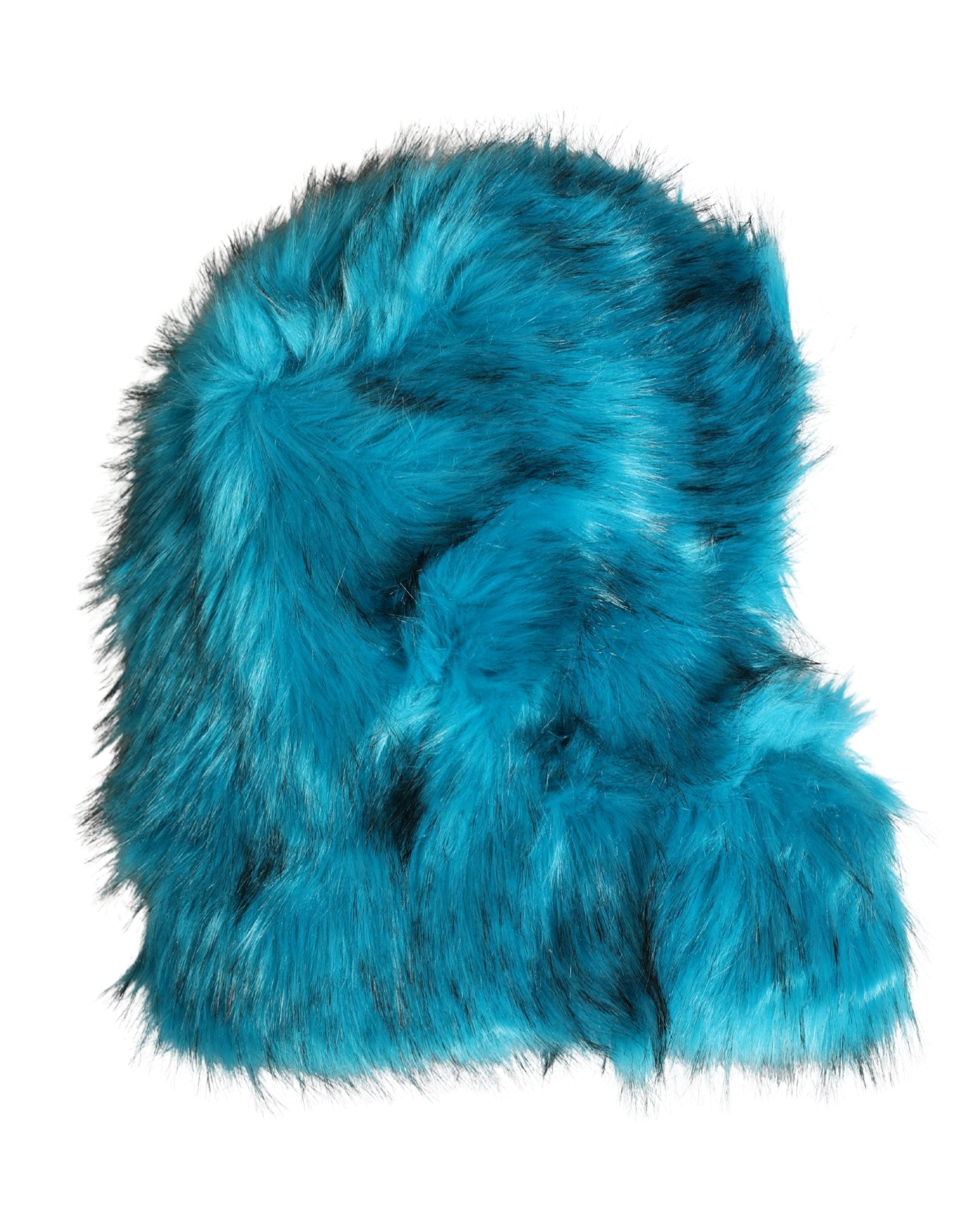 Blue Modacrylic Fur Women Bucket Capello Hat