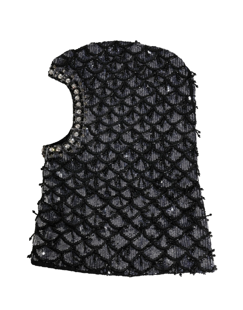 Black Wool Crystal Embellished Balaclava Hat