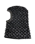 Black Wool Crystal Embellished Balaclava Hat