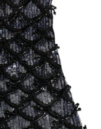 Black Wool Crystal Embellished Balaclava Hat