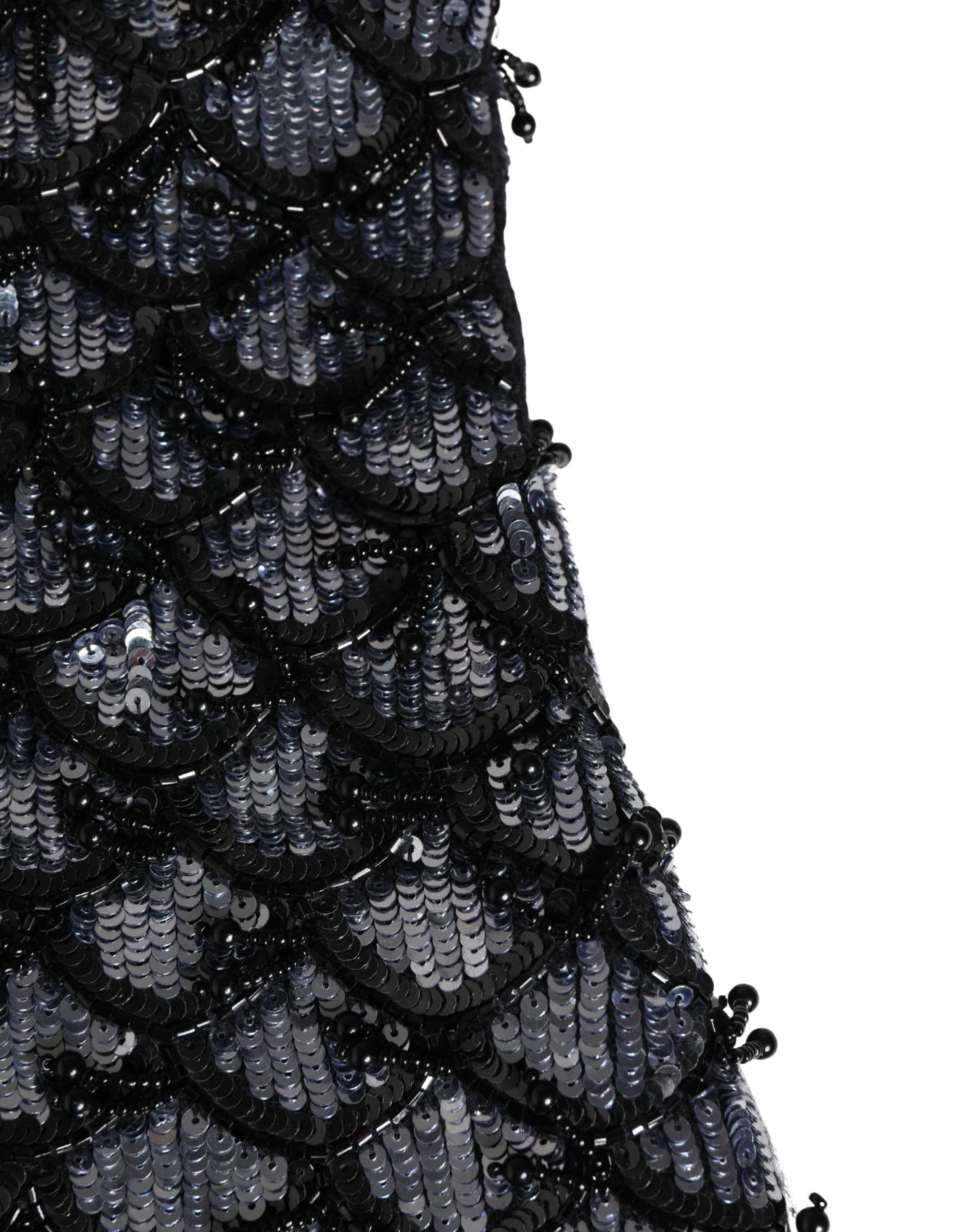 Black Wool Crystal Embellished Balaclava Hat