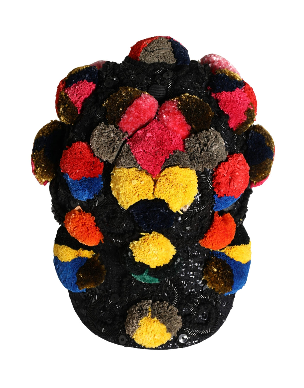 Multicolor Pom Poms Sequin Embellishment Hat