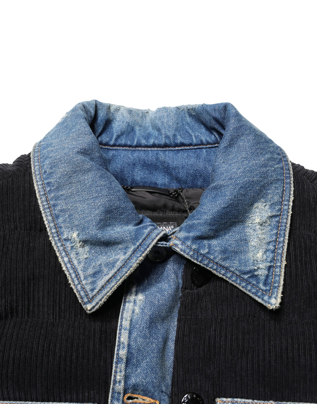 Black Blue Cotton Denim Blouson Men  Jacket
