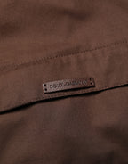 Brown Beige Cotton Zip Windbreaker Jacket