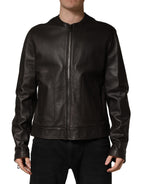 Black LambskinLeather Full Zip Biker Jacket