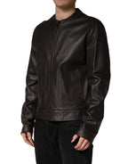 Black LambskinLeather Full Zip Biker Jacket