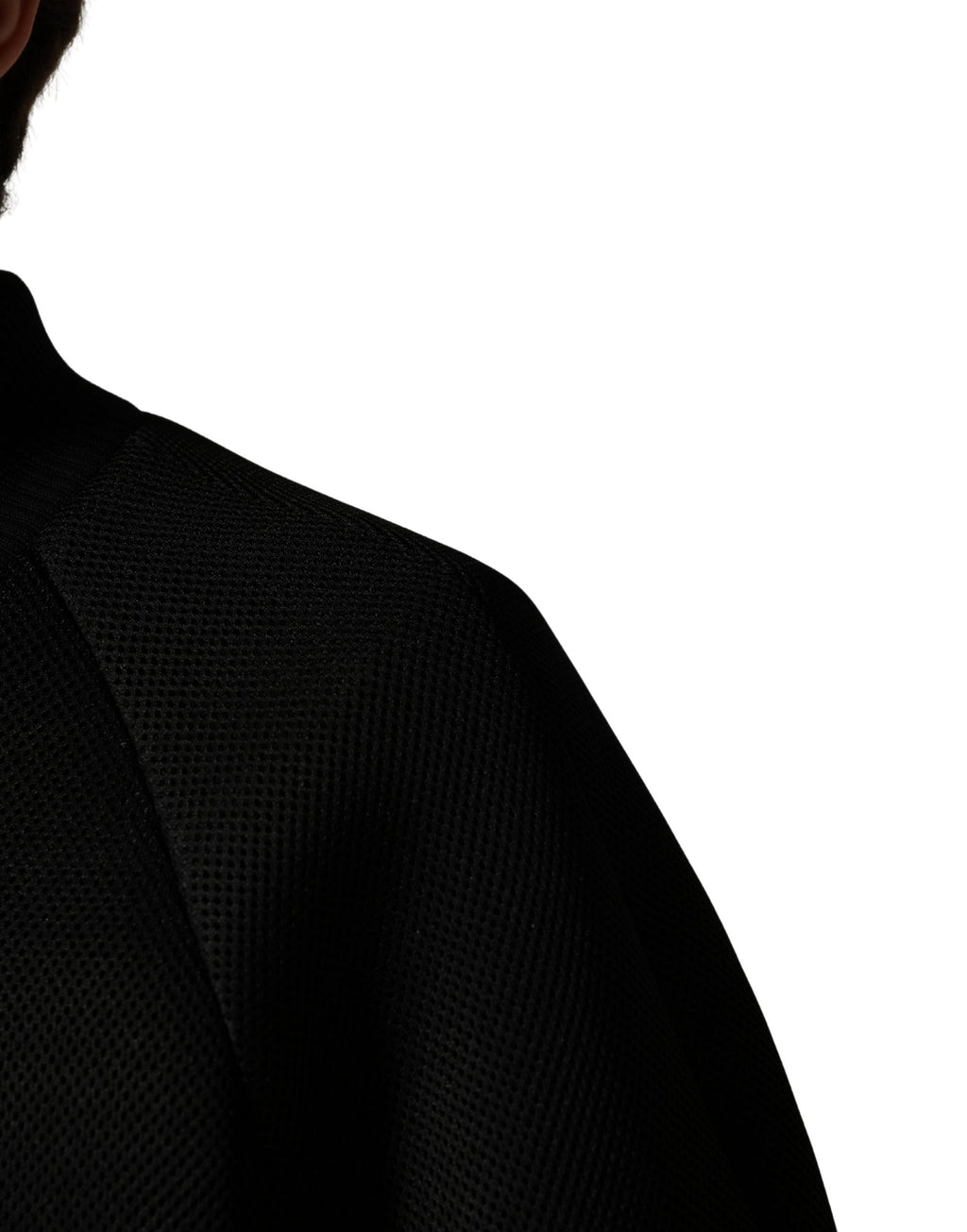 Men Black Nylon Full Zip Bomber Jacket