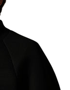 Men Black Nylon Full Zip Bomber Jacket