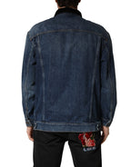 Black Blue Cotton Denim Blouson Men Jacket