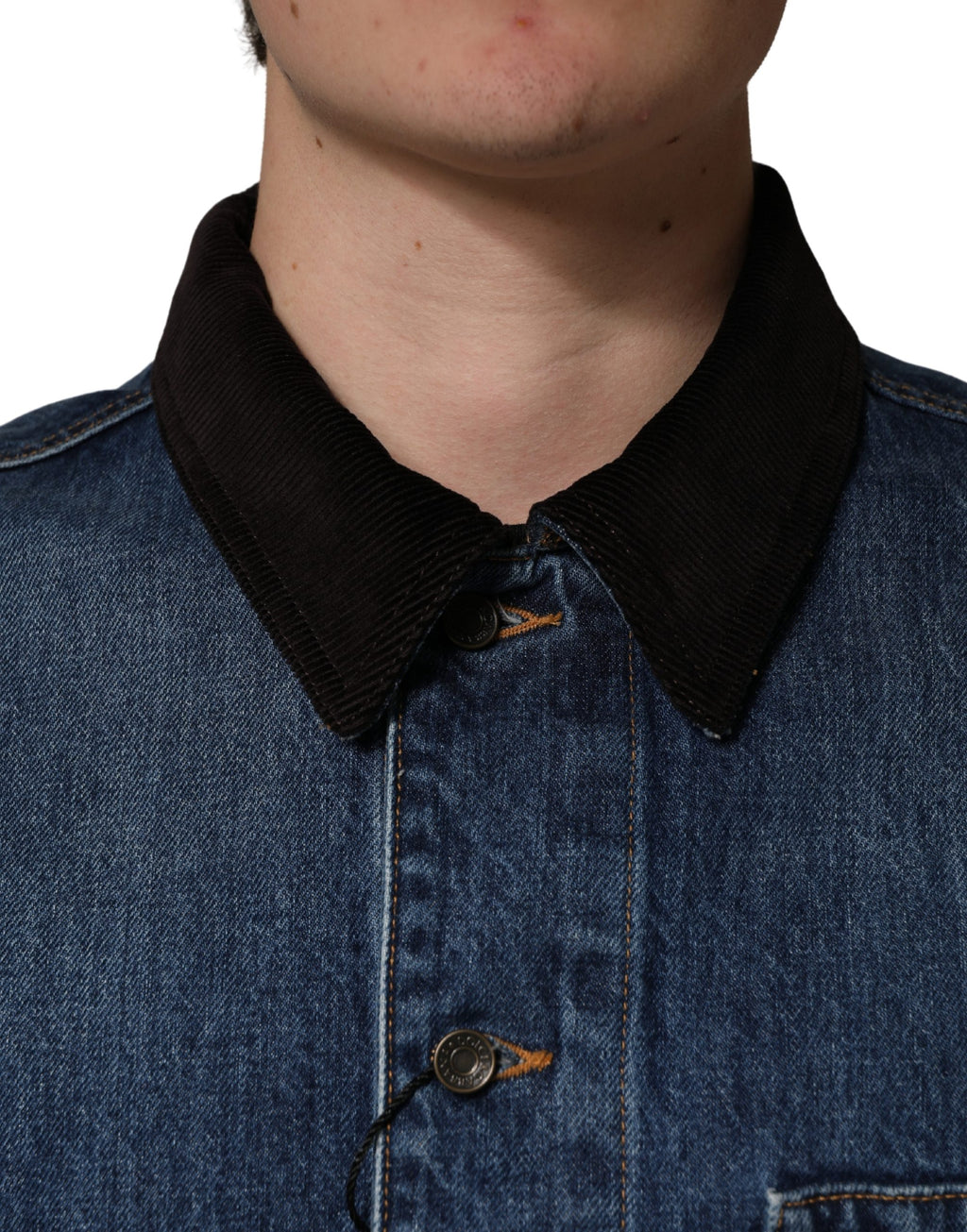Black Blue Cotton Denim Blouson Men Jacket