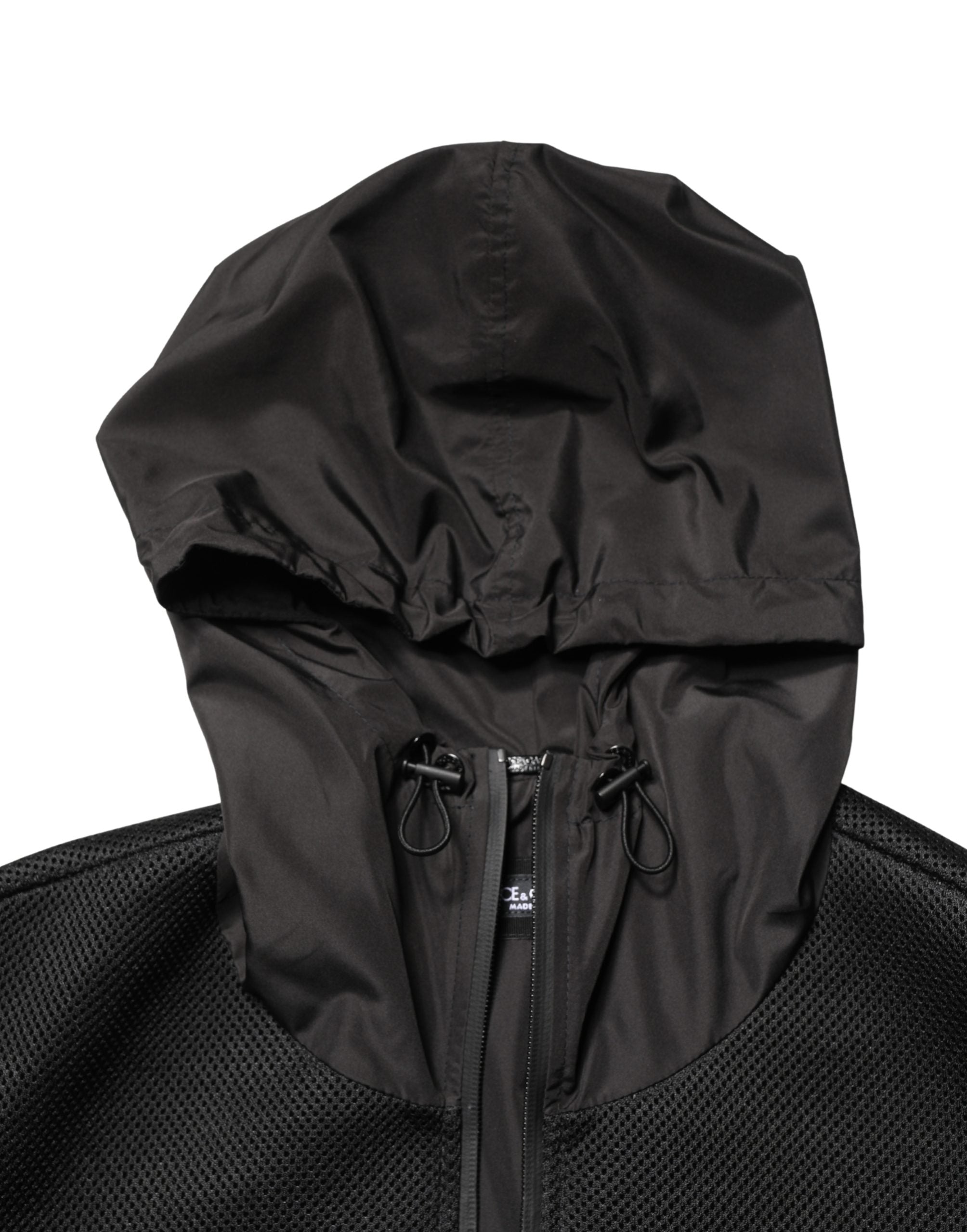 Men Black Hooded Full Zip Bomber Jacket