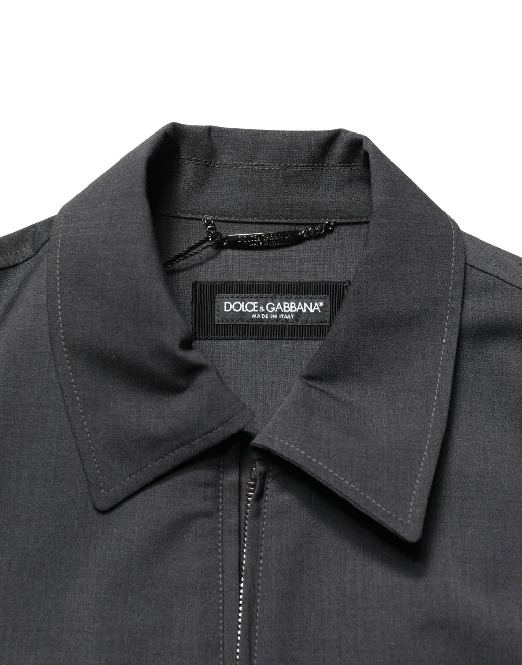 Black Wool Logo Full Zip Men Bomber Jacket
