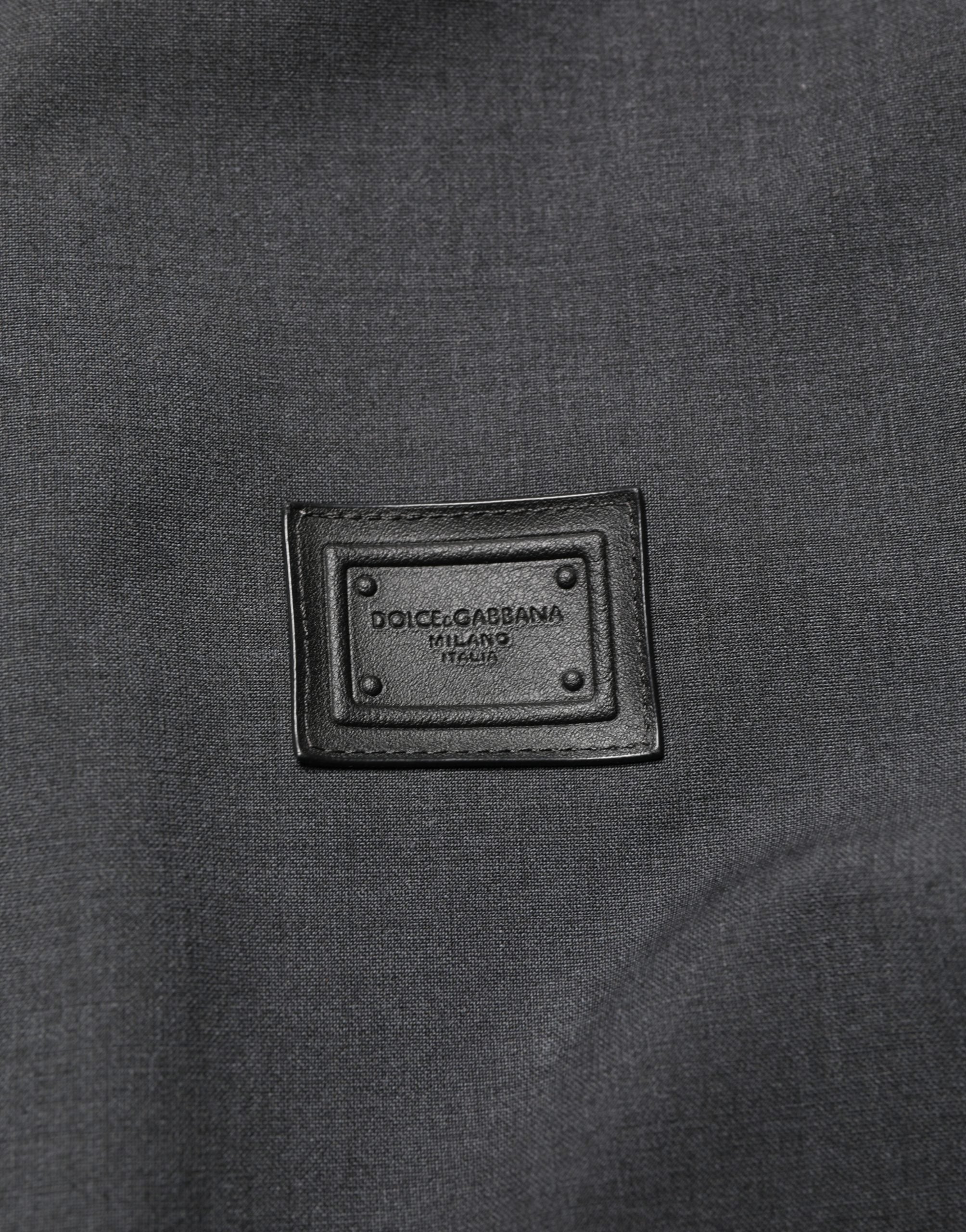 Black Wool Logo Full Zip Men Bomber Jacket