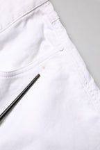 White Straight Mid Waist Denim Trouser Jeans