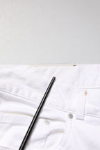 White Straight Mid Waist Denim Trouser Jeans