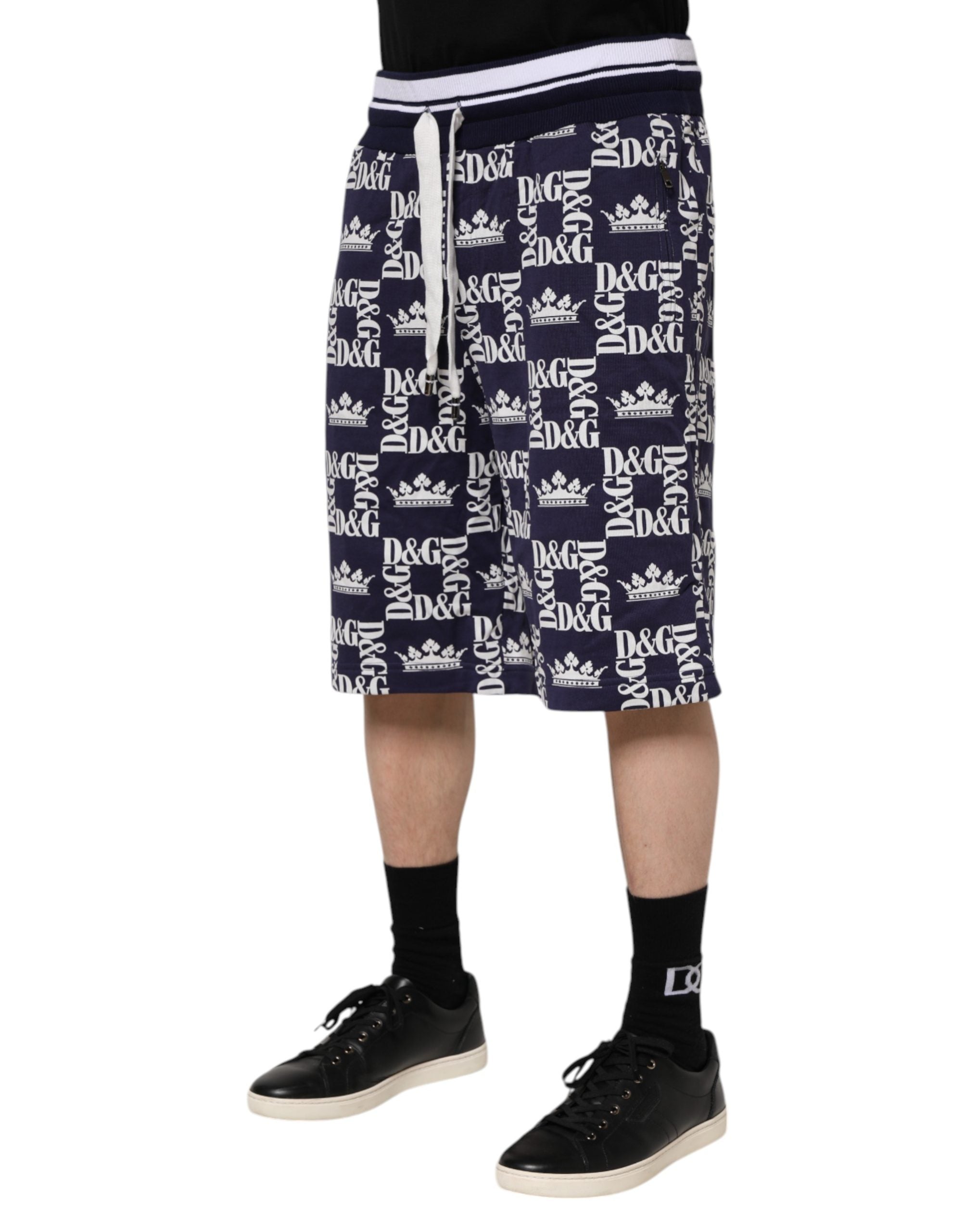 Blue DG Logo Print Chino Men Bermuda Shorts