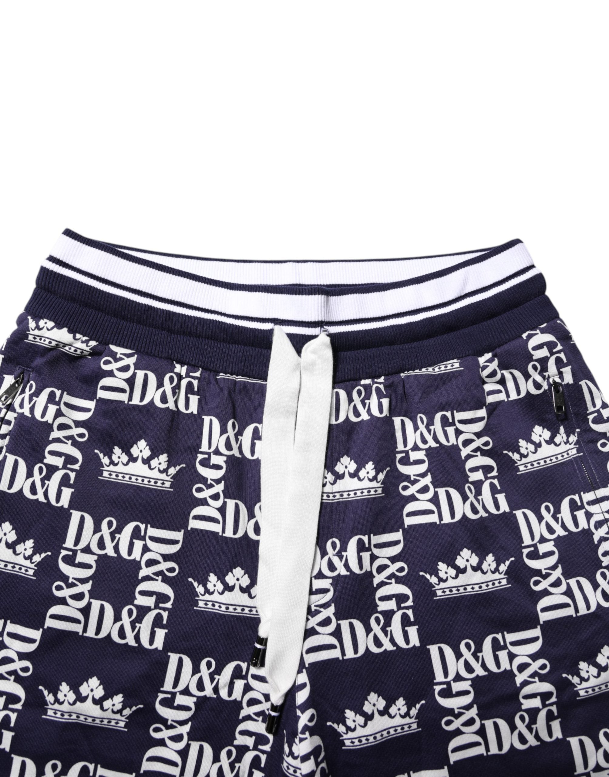 Blue DG Logo Print Chino Men Bermuda Shorts