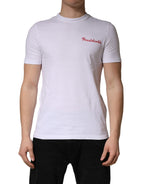 White Logo Embroidery Cotton Men Crew Neck T-shirt
