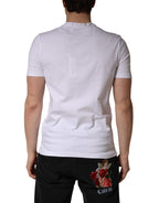 White Logo Embroidery Cotton Men Crew Neck T-shirt