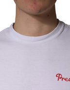 White Logo Embroidery Cotton Men Crew Neck T-shirt